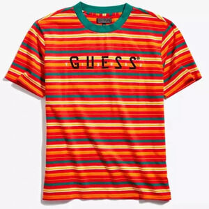 Guess J Balvin Vibras Short Sleeve Embroidered Striped‎ T Shirt Medium